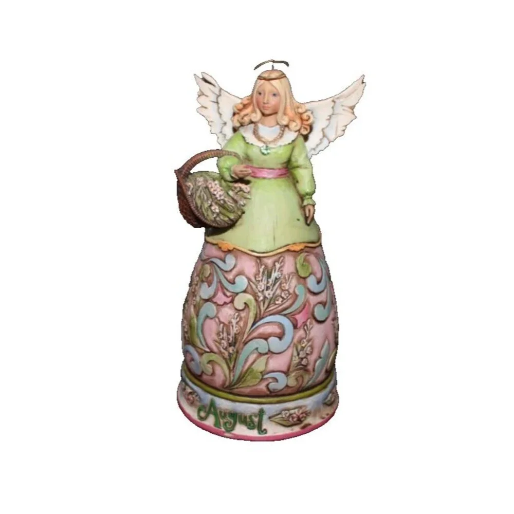 Jim Shore Heartwood Creek Angel Peridot Birth Stone August Resin Figurine
